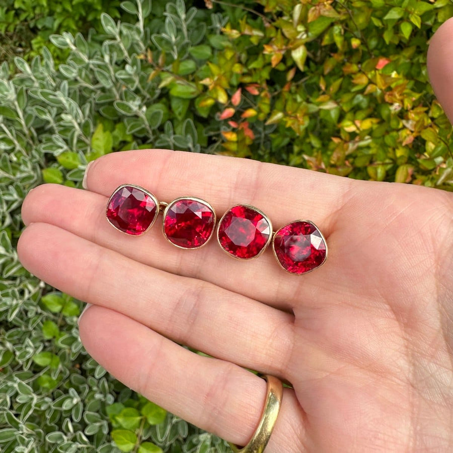 1940s 9ct Gold Red Paste Cufflinks | Parkin and Gerrish | Antique & Vintage Jewellery