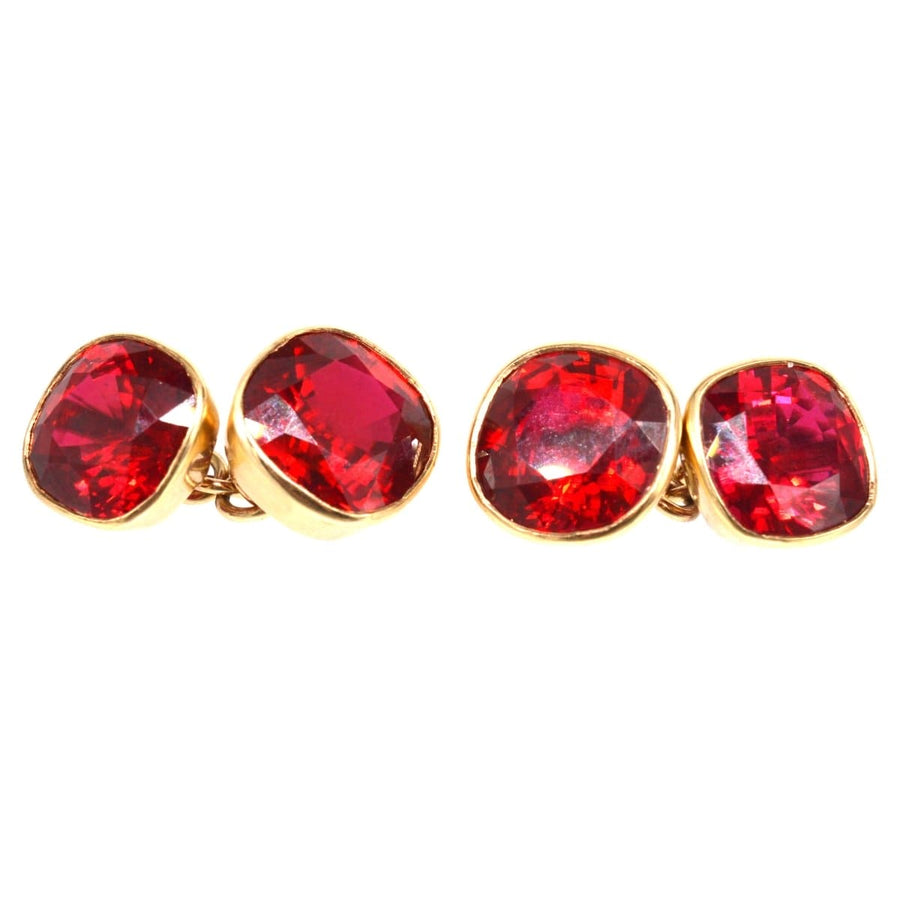 1940s 9ct Gold Red Paste Cufflinks | Parkin and Gerrish | Antique & Vintage Jewellery