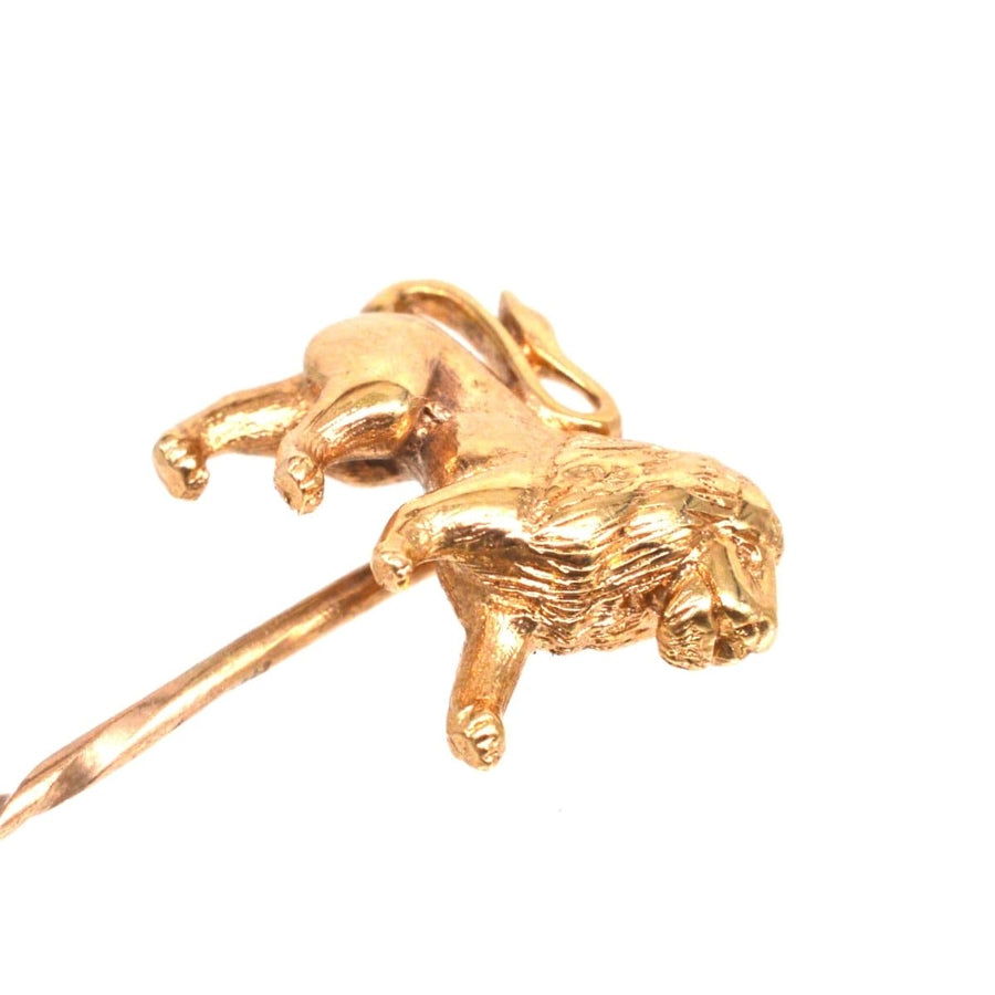 1950s Vintage 9ct Gold Lion Tie Pin | Parkin and Gerrish | Antique & Vintage Jewellery