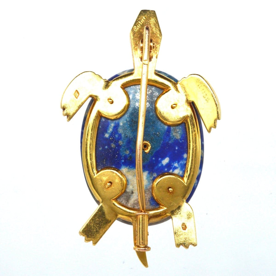 1950s Vintage Cartier Paris 18ct Gold and Lapis Lazuli Turtle Brooch | Parkin and Gerrish | Antique & Vintage Jewellery