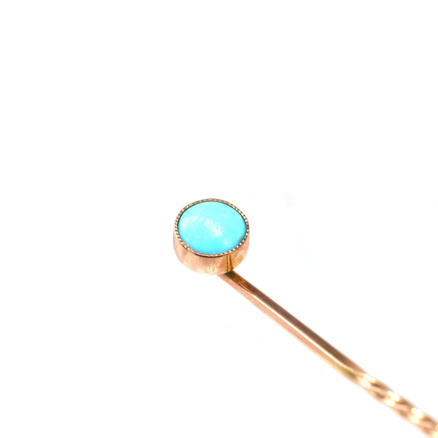 Edwardian 9ct Gold Turquoise Tie Pin