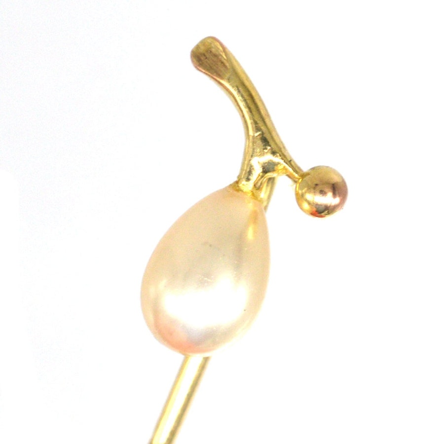 Edwardian 9ct Gold Cultured Pearl Tie Pin