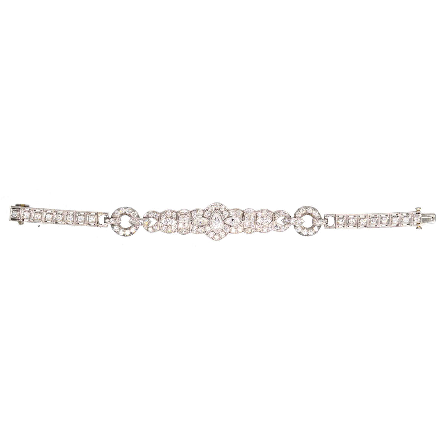 Art Deco Iridium Platinum 4 Carat Diamond Bracelet