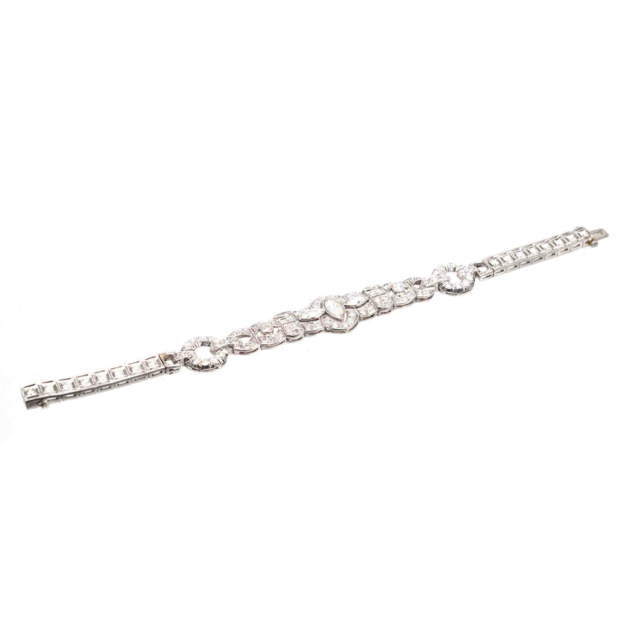 Art Deco Iridium Platinum 4 Carat Diamond Bracelet