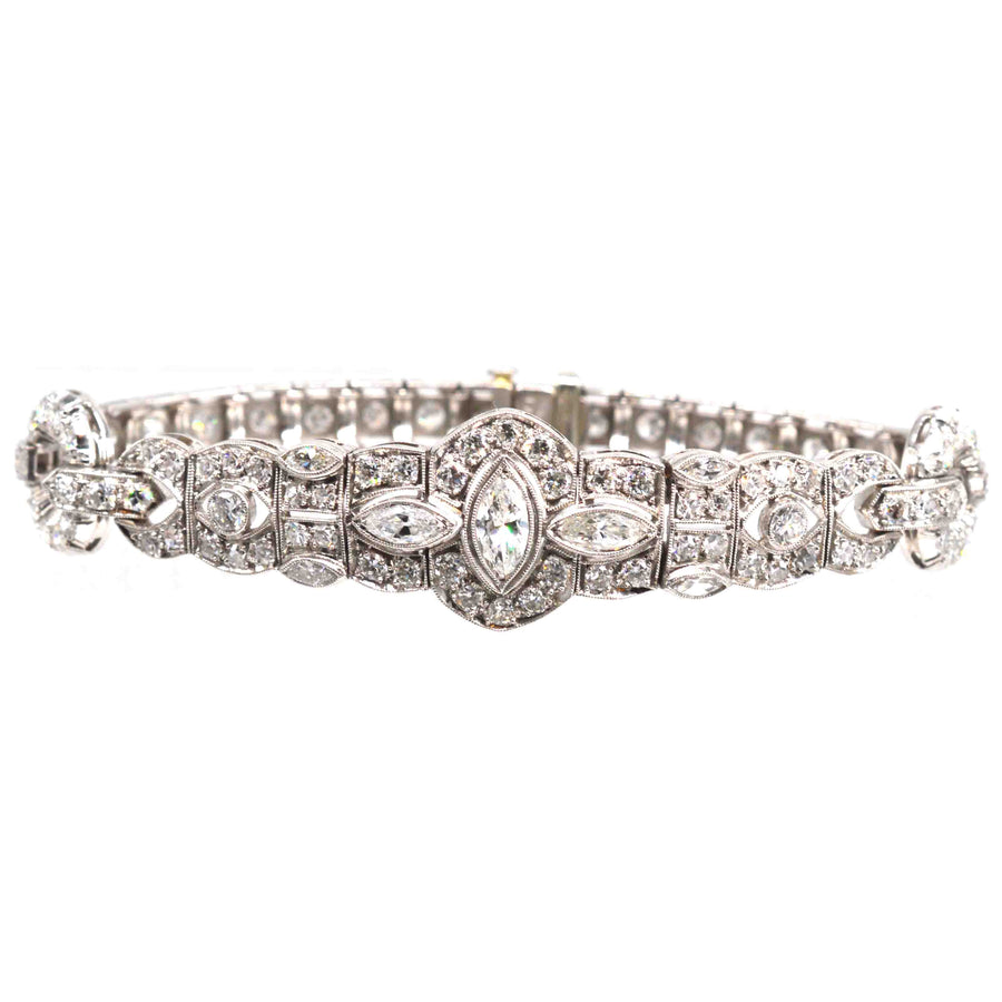 Art Deco Iridium Platinum 4 Carat Diamond Bracelet
