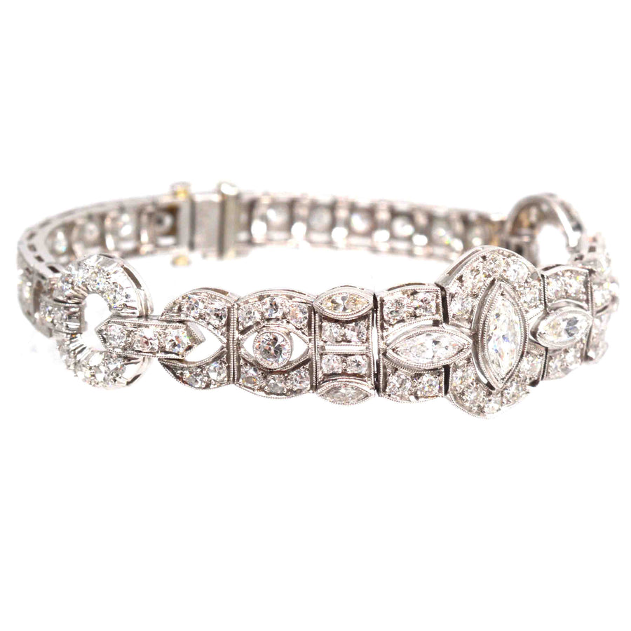 Art Deco Iridium Platinum 4 Carat Diamond Bracelet