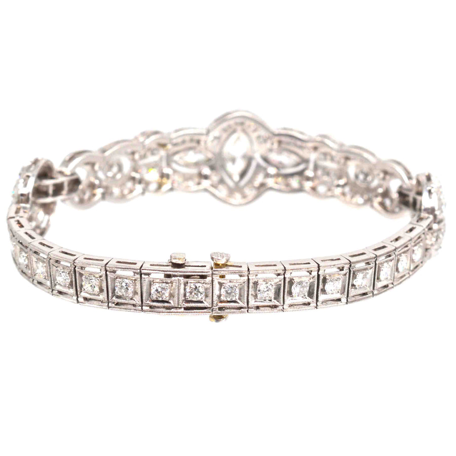 Art Deco Iridium Platinum 4 Carat Diamond Bracelet