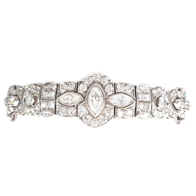 Art Deco Iridium Platinum 4 Carat Diamond Bracelet