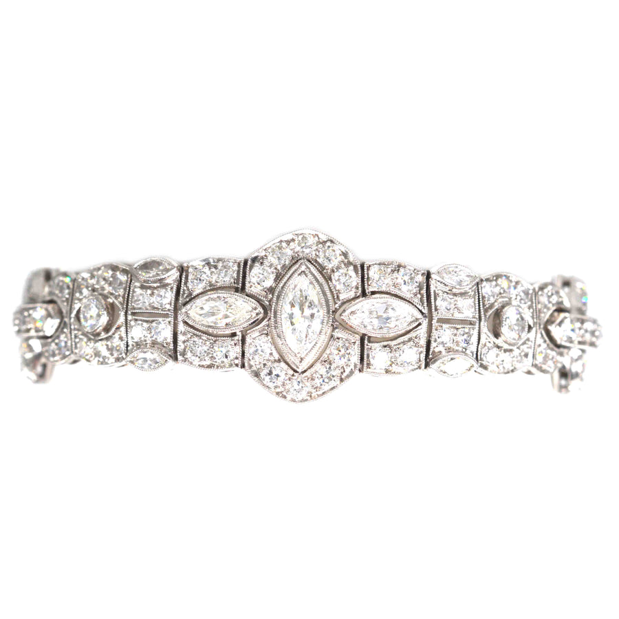 Art Deco Iridium Platinum 4 Carat Diamond Bracelet