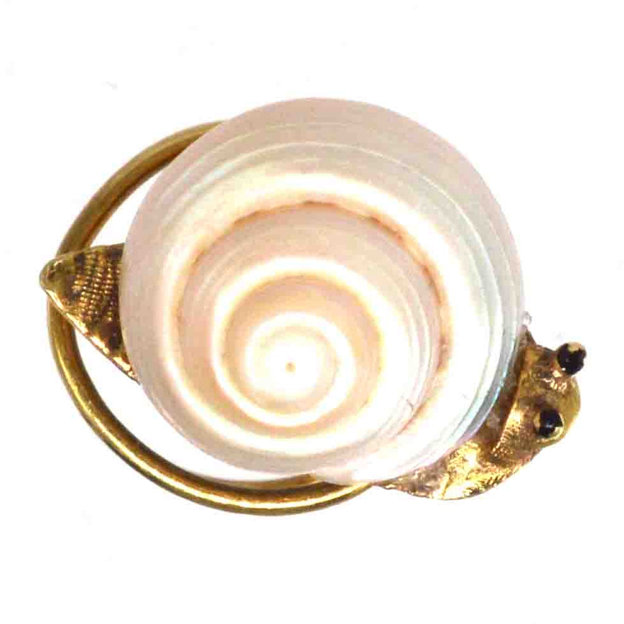Tiny Victorian 18ct Gold Snail Brooch Pin with Sea Shell
