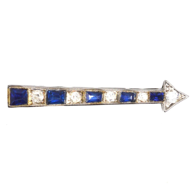 Art Deco French Sapphire and Diamond Arrow Brooch