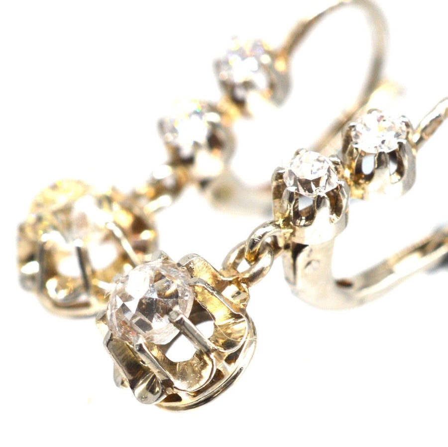 Belle Epoque 18ct White Gold and Platinum Old Mine Cut Diamond Dangling Earrings | Parkin and Gerrish | Antique & Vintage Jewellery