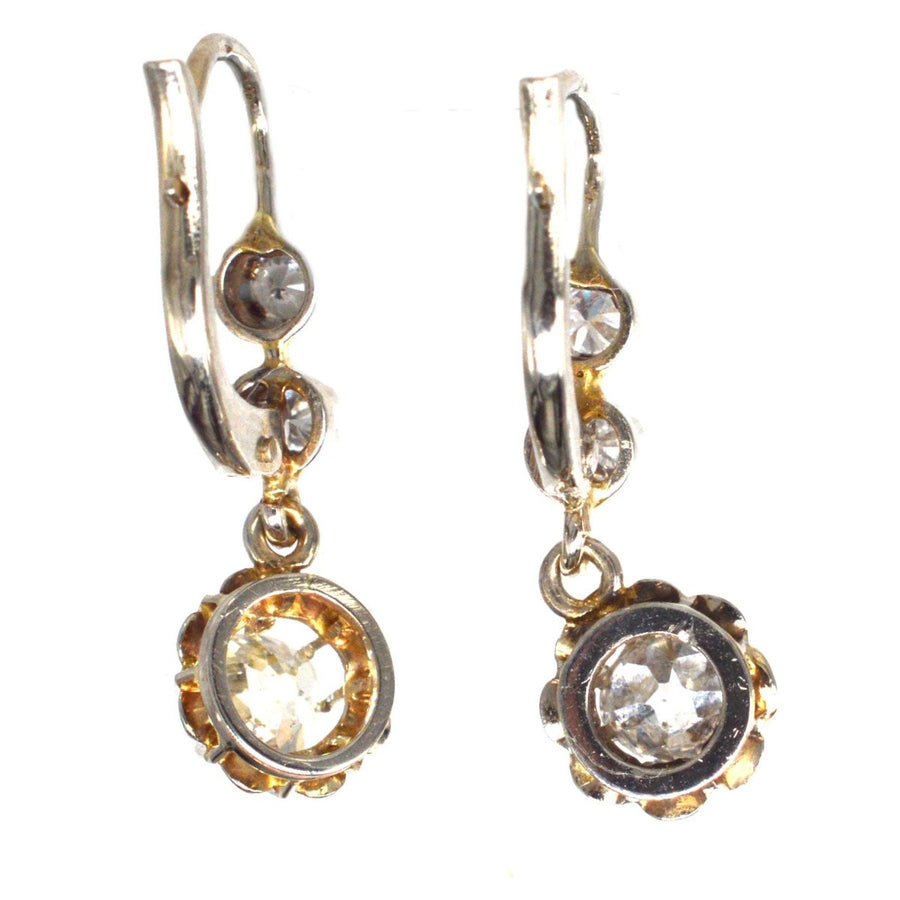 Belle Epoque 18ct White Gold and Platinum Old Mine Cut Diamond Dangling Earrings | Parkin and Gerrish | Antique & Vintage Jewellery