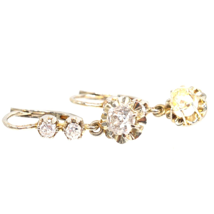 Belle Epoque 18ct White Gold and Platinum Old Mine Cut Diamond Dangling Earrings | Parkin and Gerrish | Antique & Vintage Jewellery