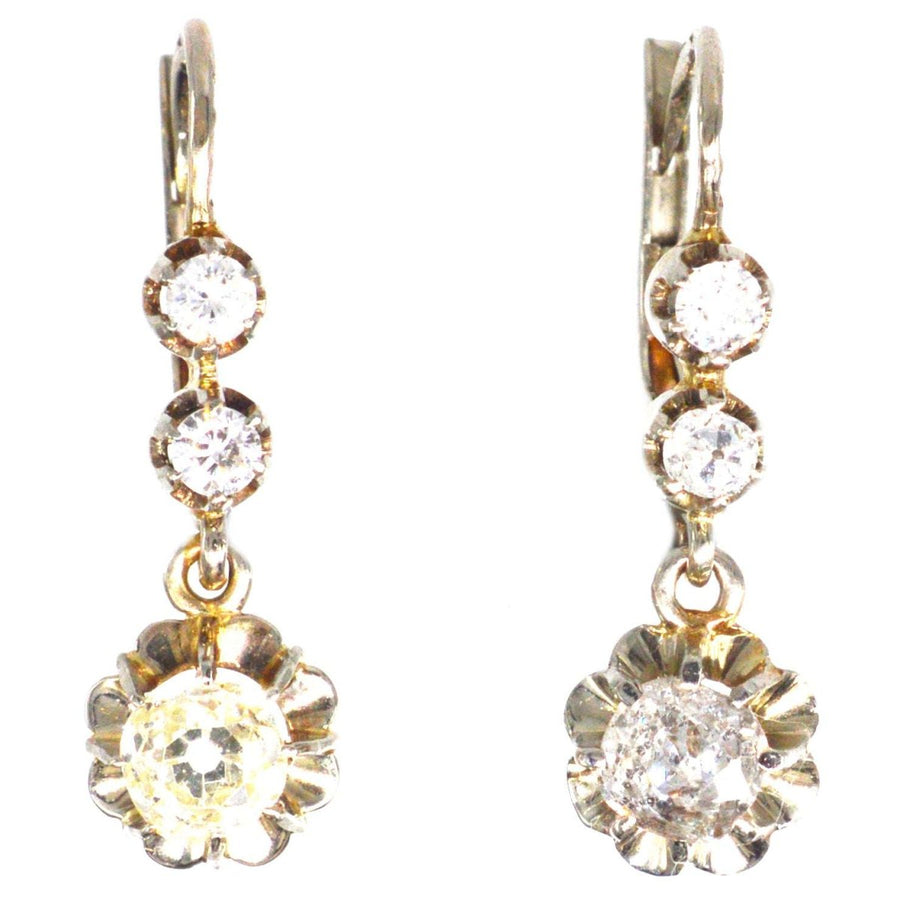 Belle Epoque 18ct White Gold and Platinum Old Mine Cut Diamond Dangling Earrings | Parkin and Gerrish | Antique & Vintage Jewellery