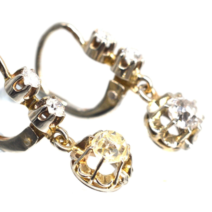 Belle Epoque 18ct White Gold and Platinum Old Mine Cut Diamond Dangling Earrings | Parkin and Gerrish | Antique & Vintage Jewellery