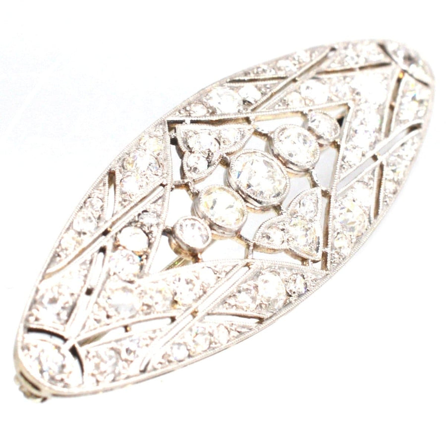 Early 20th Century French Platinum and 18ct Gold Diamond Brooch | Parkin and Gerrish | Antique & Vintage Jewellery