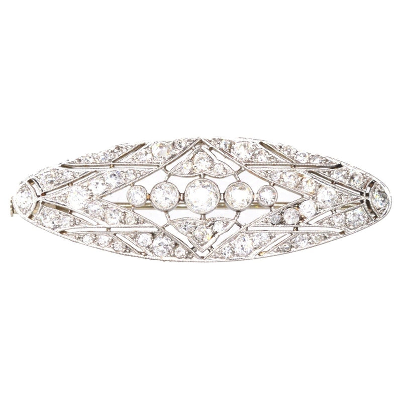 Early 20th Century French Platinum and 18ct Gold Diamond Brooch