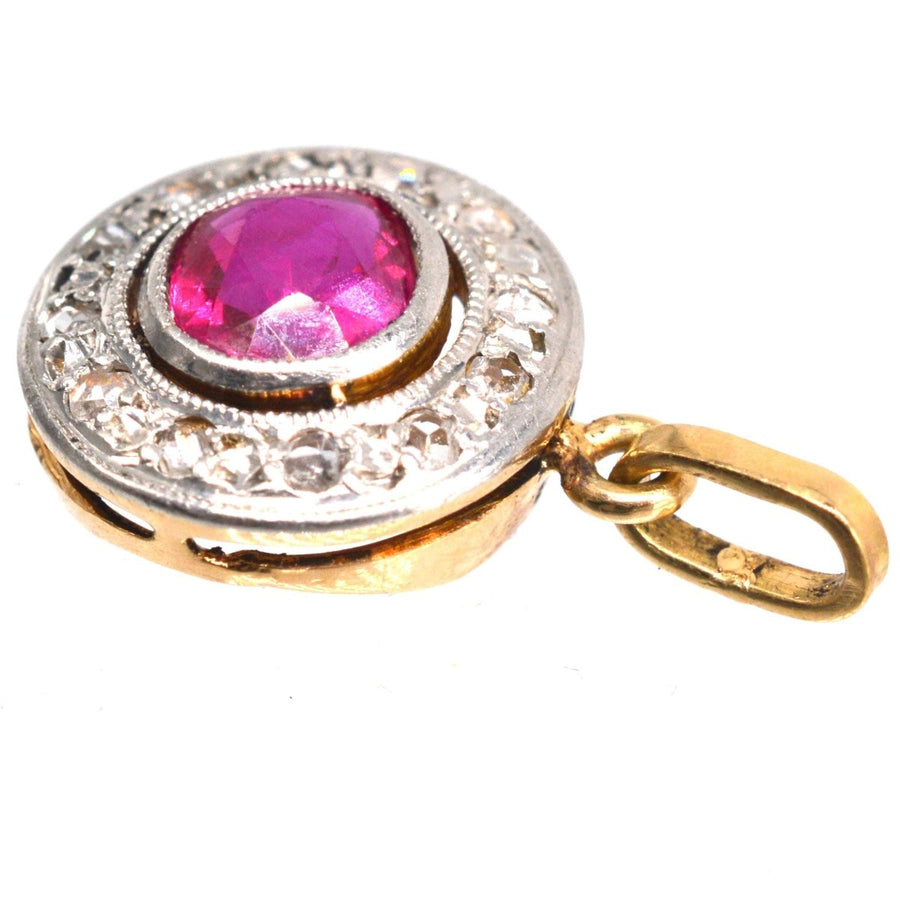 Early 20th Century Synthetic Ruby and Rose - Cut Diamond Pendant | Parkin and Gerrish | Antique & Vintage Jewellery