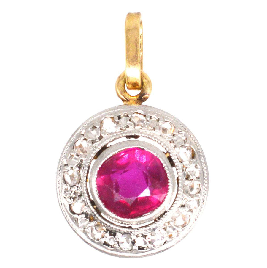Early 20th Century Synthetic Ruby and Rose - Cut Diamond Pendant | Parkin and Gerrish | Antique & Vintage Jewellery
