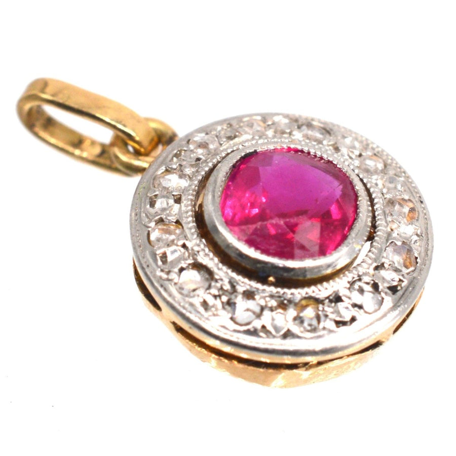 Early 20th Century Synthetic Ruby and Rose - Cut Diamond Pendant | Parkin and Gerrish | Antique & Vintage Jewellery