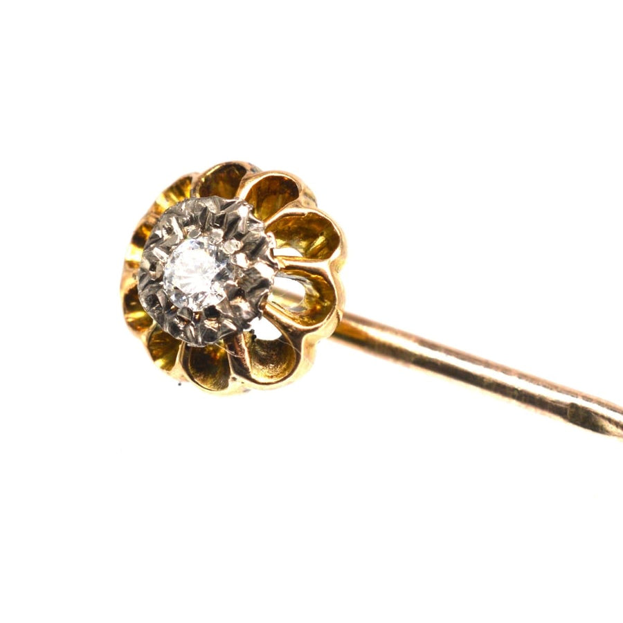 Edwardian 15ct Gold and Platinum Diamond Tie Pin | Parkin and Gerrish | Antique & Vintage Jewellery