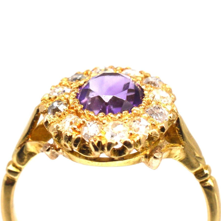 Edwardian 18ct Gold Amethyst and Diamond Cluster Ring | Parkin and Gerrish | Antique & Vintage Jewellery