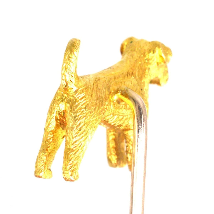 Edwardian 18ct Gold Terrier Dog Tie Pin | Parkin and Gerrish | Antique & Vintage Jewellery