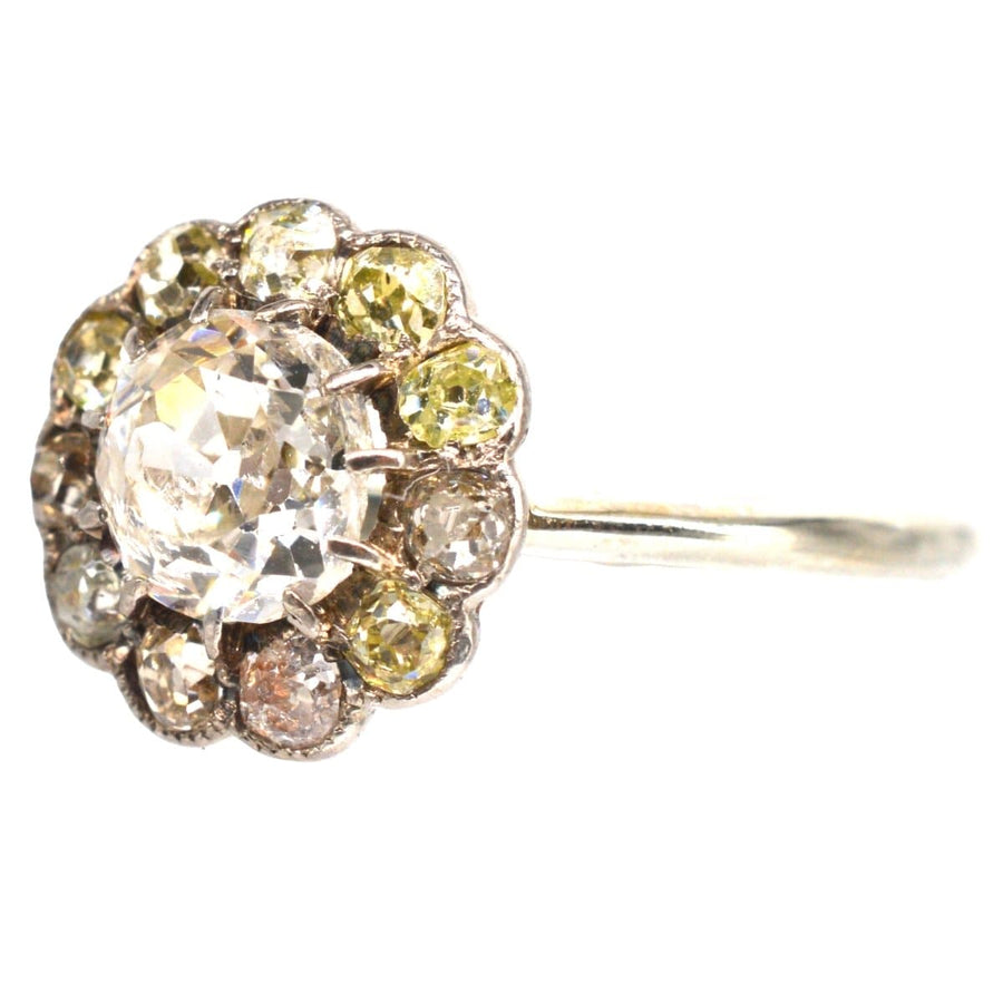 Edwardian 18ct White Gold, Old Mine Cut Diamond Cluster Ring | Parkin and Gerrish | Antique & Vintage Jewellery