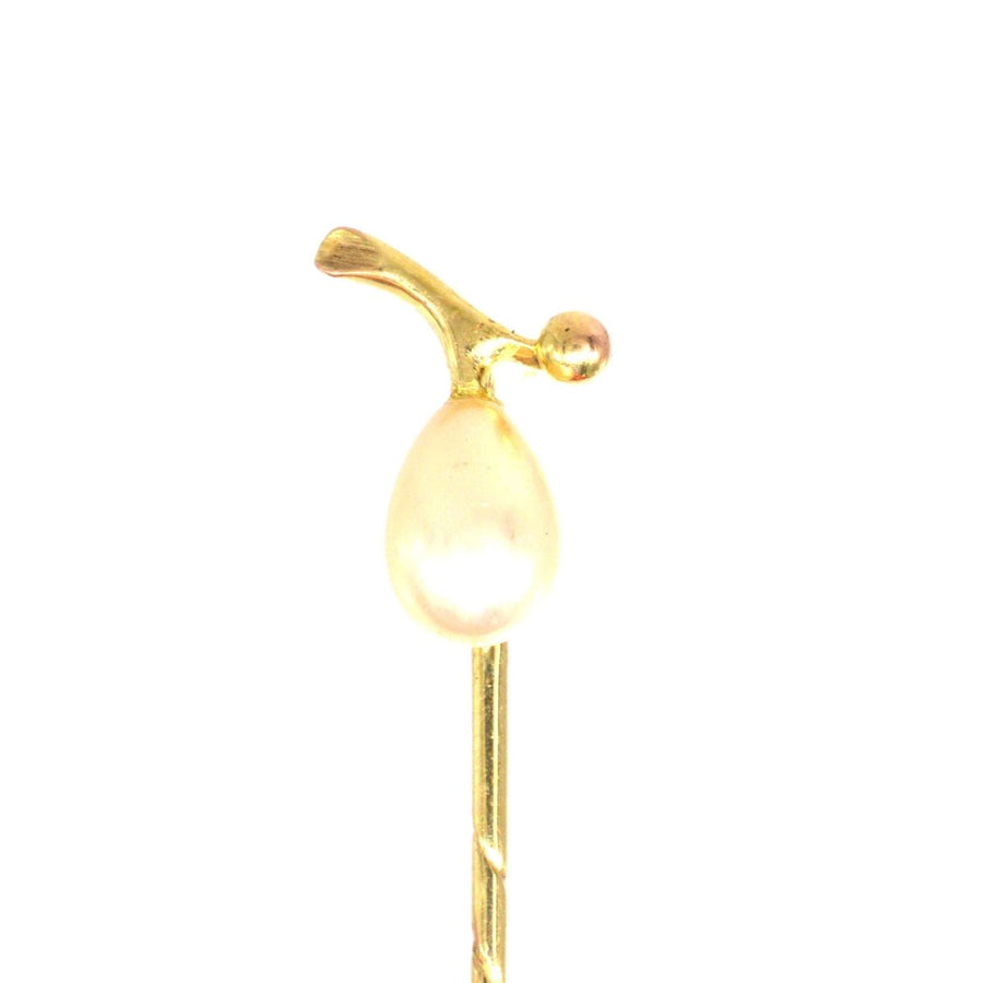 Edwardian 9ct Gold Cultured Pearl Tie Pin | Parkin and Gerrish | Antique & Vintage Jewellery