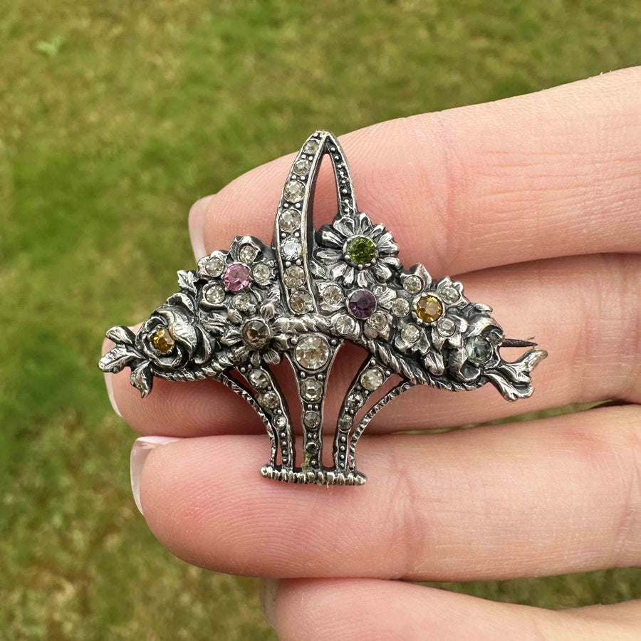 Edwardian Silver Coloured Paste Giardinetti Brooch