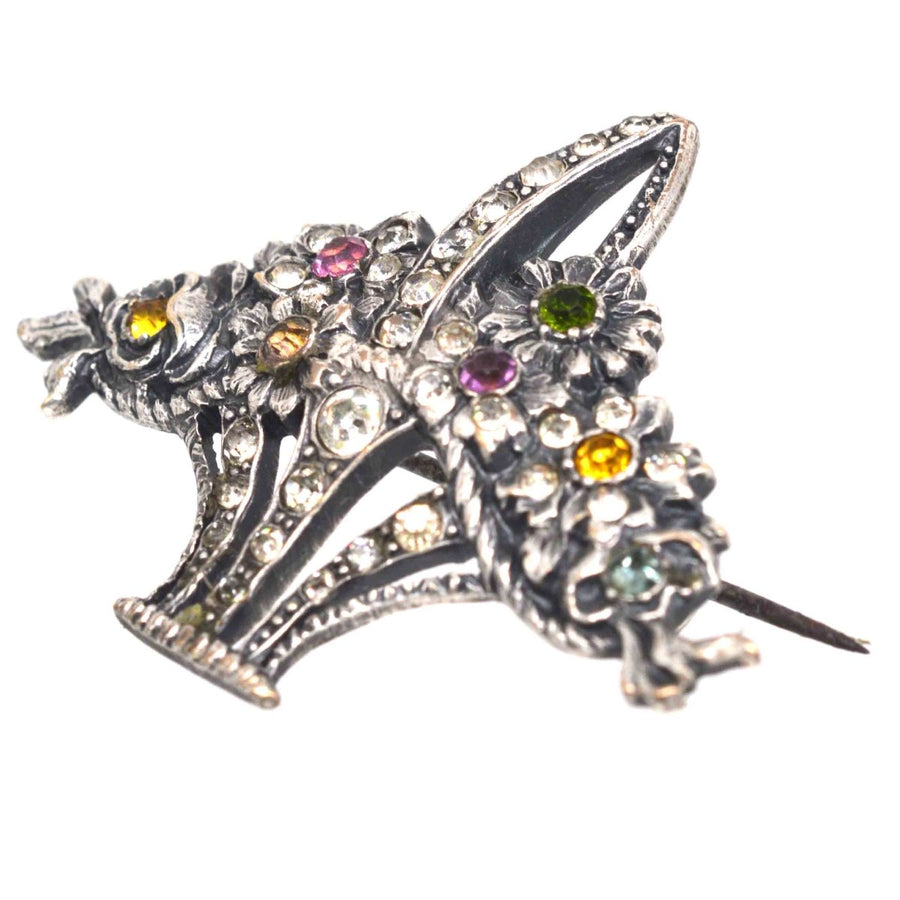 Edwardian Silver Coloured Paste Giardinetti Brooch