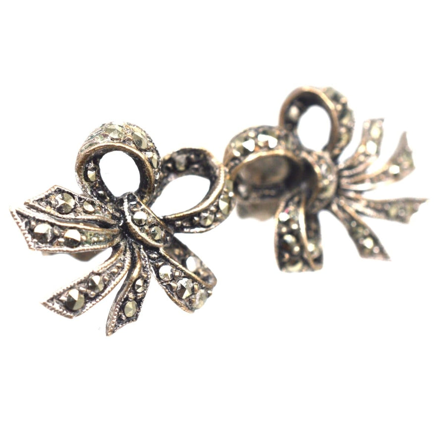 Edwardian silver marcasite bow earrings showcasing exquisite design and elegance from the Edwardian era.