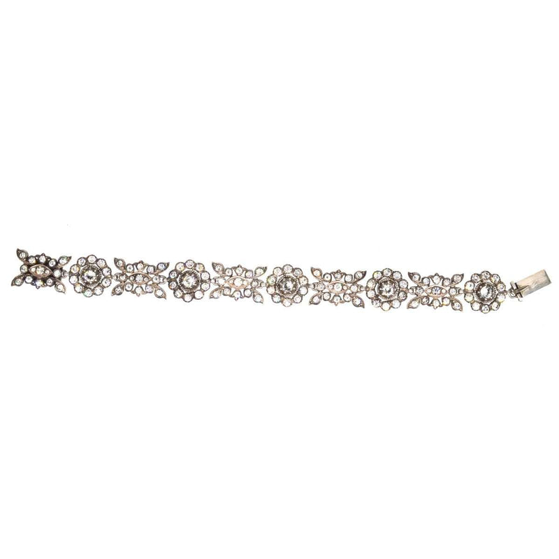 Edwardian Silver White Paste Floral Bracelet