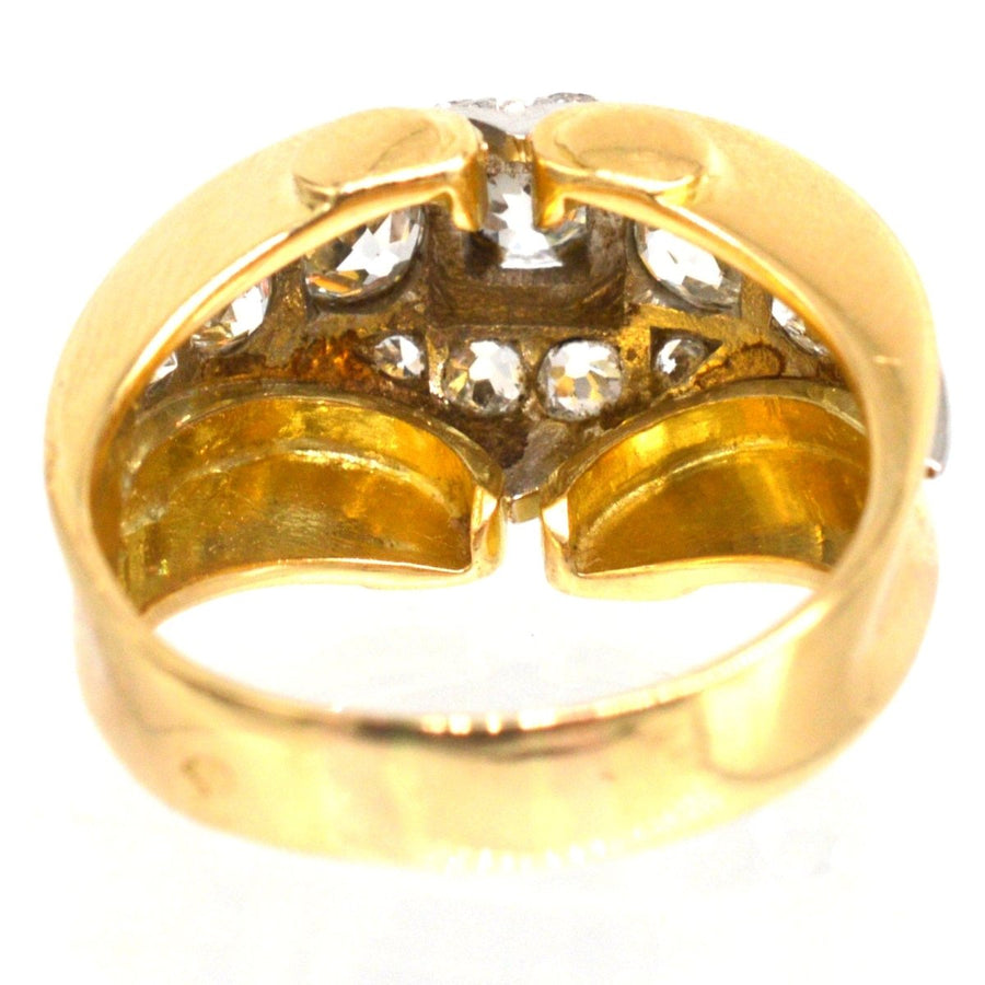 French Retro 18ct Gold and Platinum Diamond Ring | Parkin and Gerrish | Antique & Vintage Jewellery