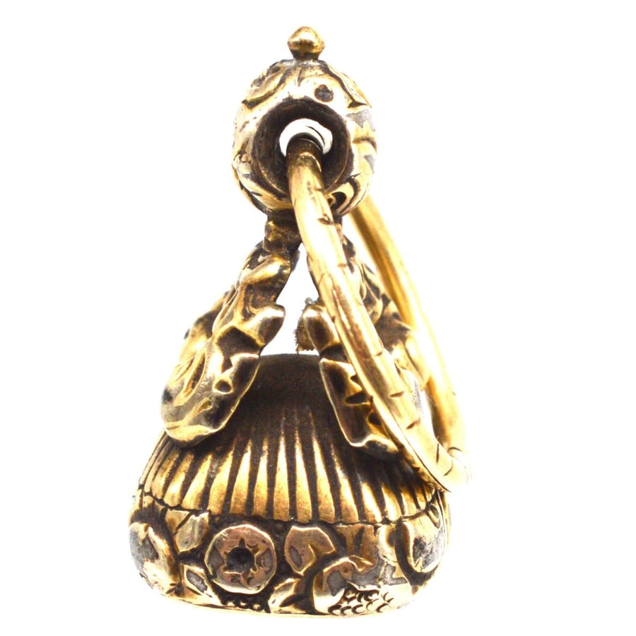 Georgian Gold Cased Seal with Carnelian Intaglio of Two Dove Birds and Love