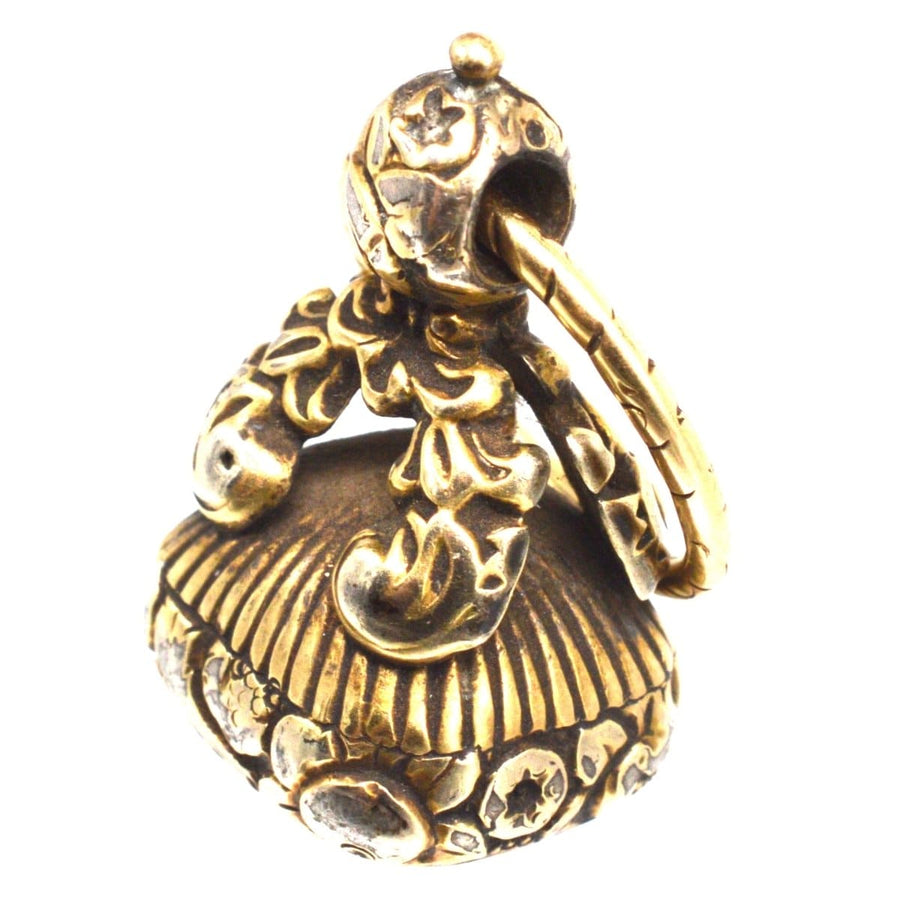 Georgian Gold Cased Seal with Carnelian Intaglio of Two Dove Birds and Love