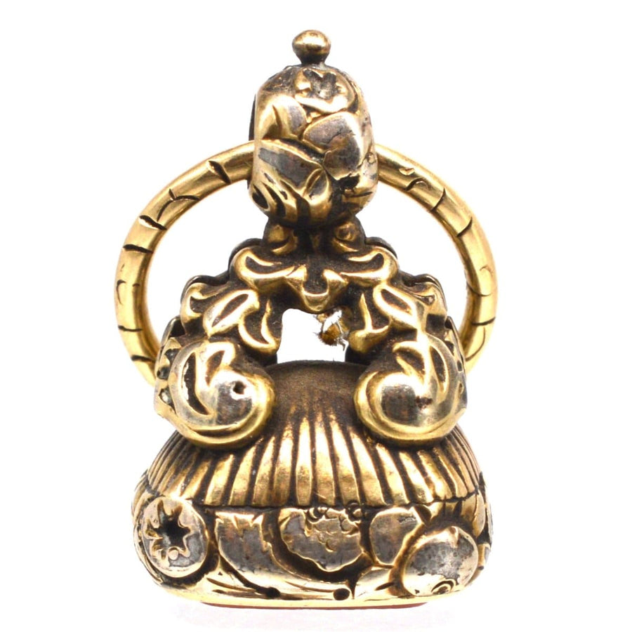 Georgian Gold Cased Seal with Carnelian Intaglio of Two Dove Birds and Love