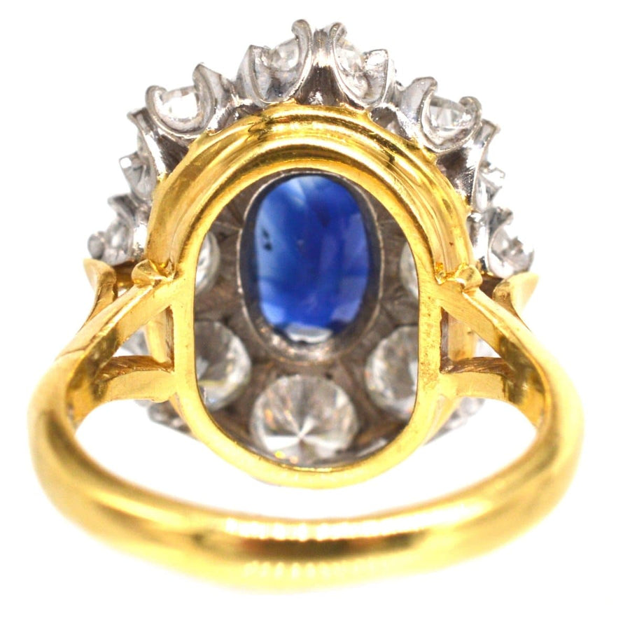 Large Mid Century Sapphire and Diamond Cluster Ring | Parkin and Gerrish | Antique & Vintage Jewellery