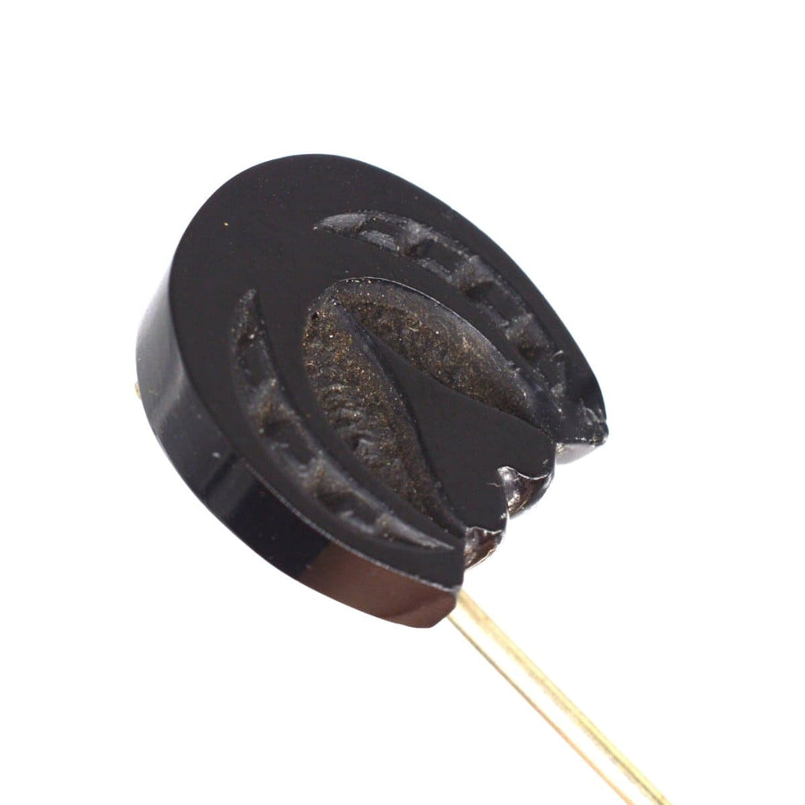 Late Victorian Whitby Jet horseshoe tie pin showcasing unique design with historical significance.
