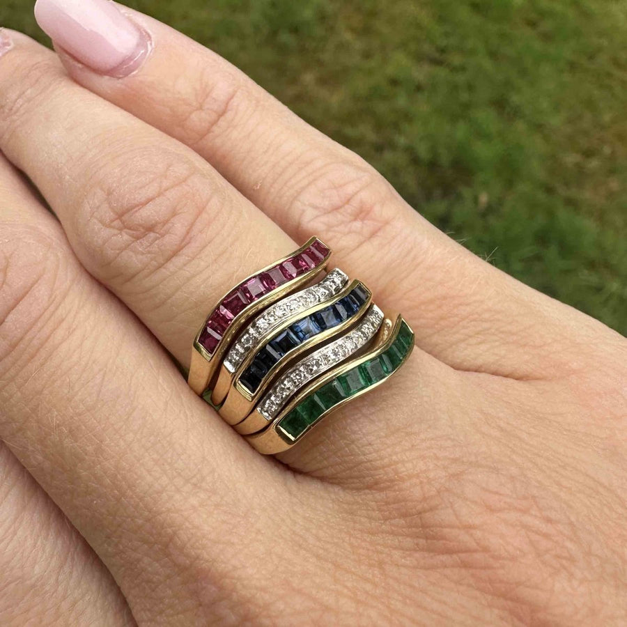 Retro 18ct Gold Tutti Frutti Interchangeable Diamond, Sapphire, Ruby & Emerald Ring