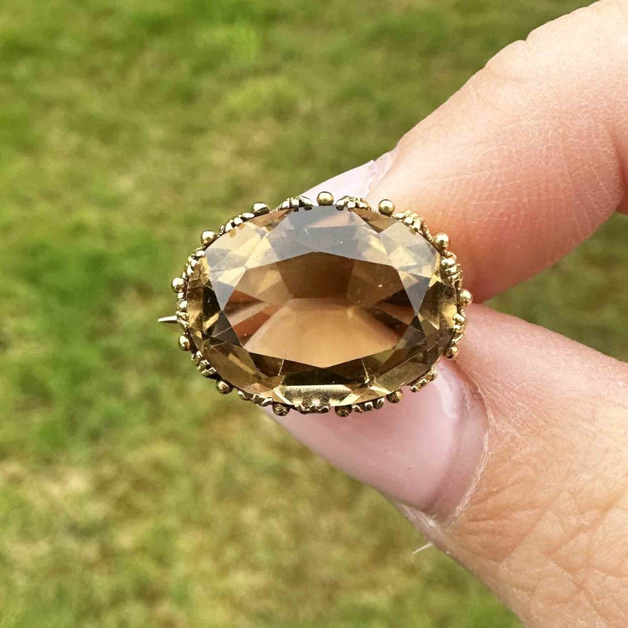 Small Regency 18ct Gold Citrine Brooch