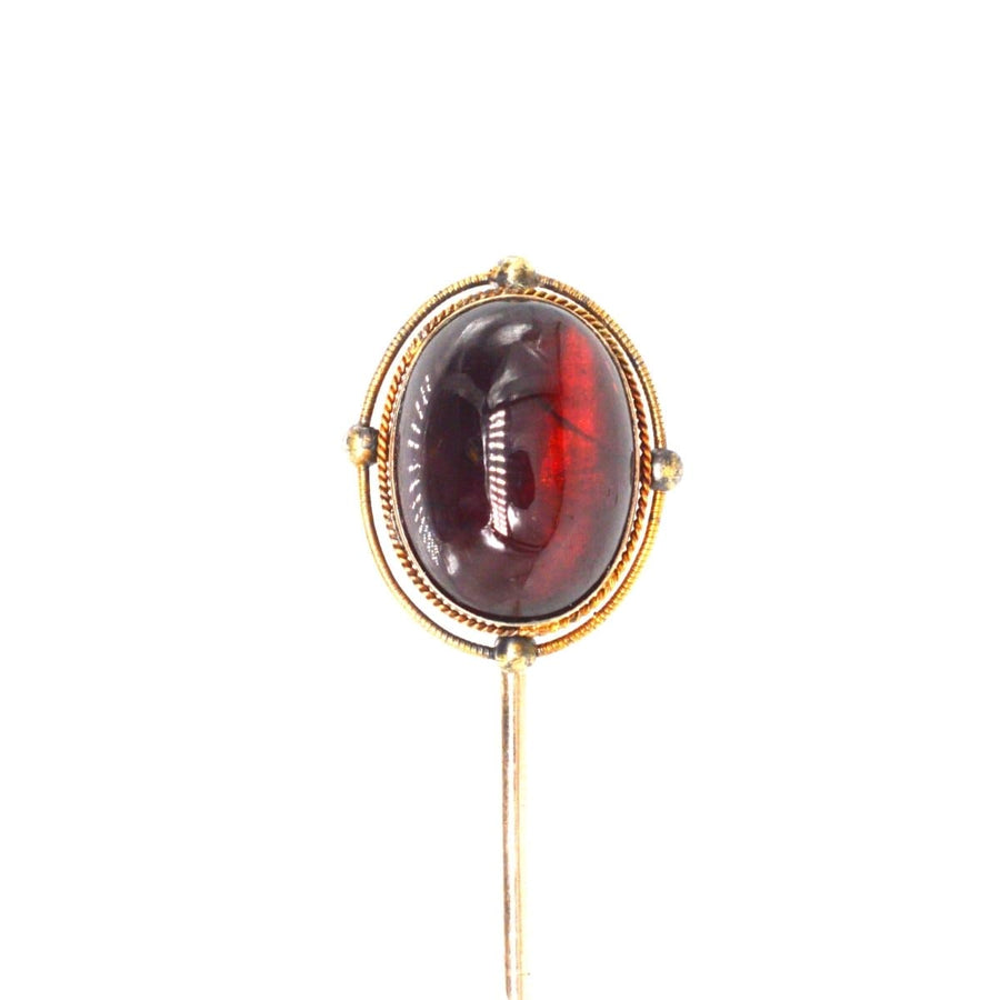 Victorian 15ct Gold Cabochon Garnet Tie Pin | Parkin and Gerrish | Antique & Vintage Jewellery