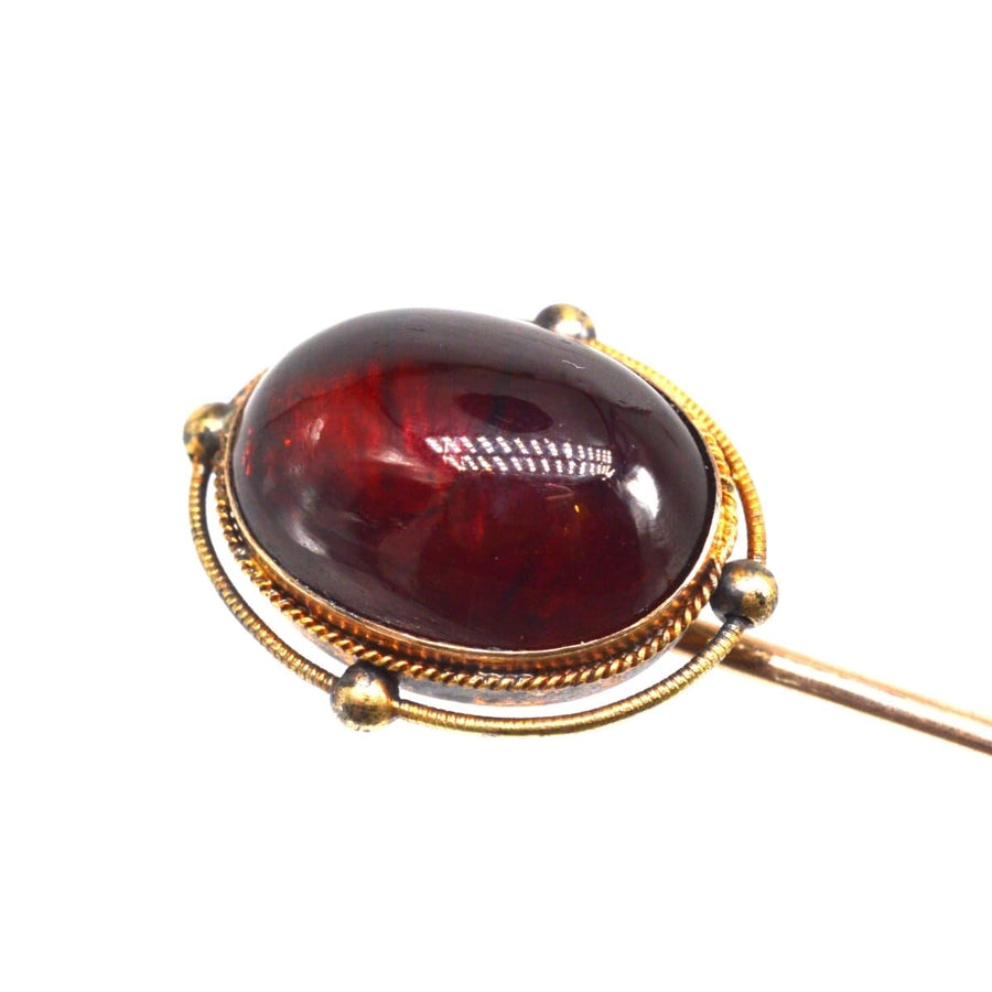 Victorian 15ct Gold Cabochon Garnet Tie Pin | Parkin and Gerrish | Antique & Vintage Jewellery