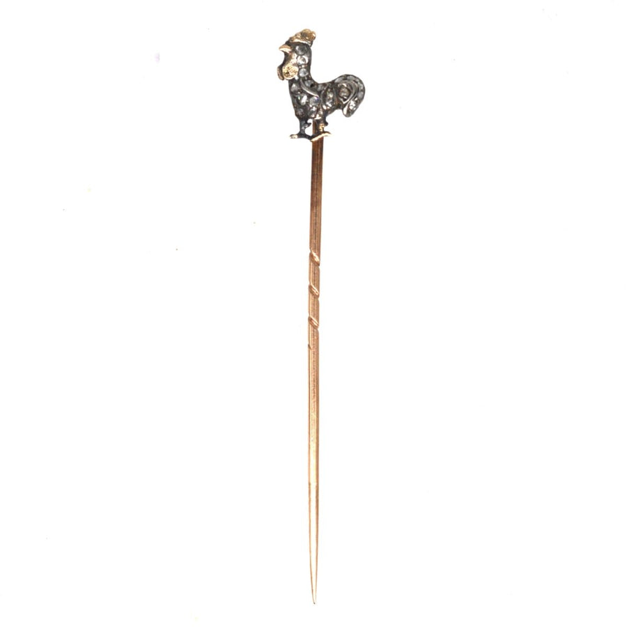 Victorian Silver Diamond Cockerel Tie Pin | Parkin and Gerrish | Antique & Vintage Jewellery