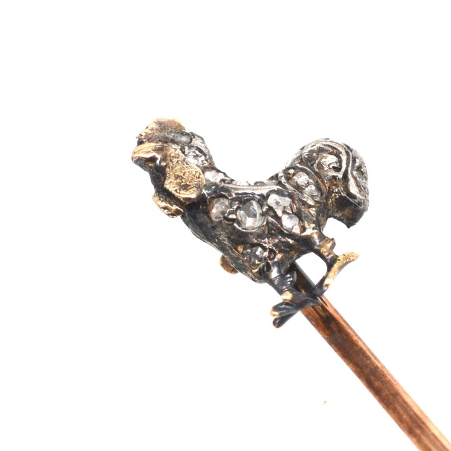 Victorian Silver Diamond Cockerel Tie Pin | Parkin and Gerrish | Antique & Vintage Jewellery