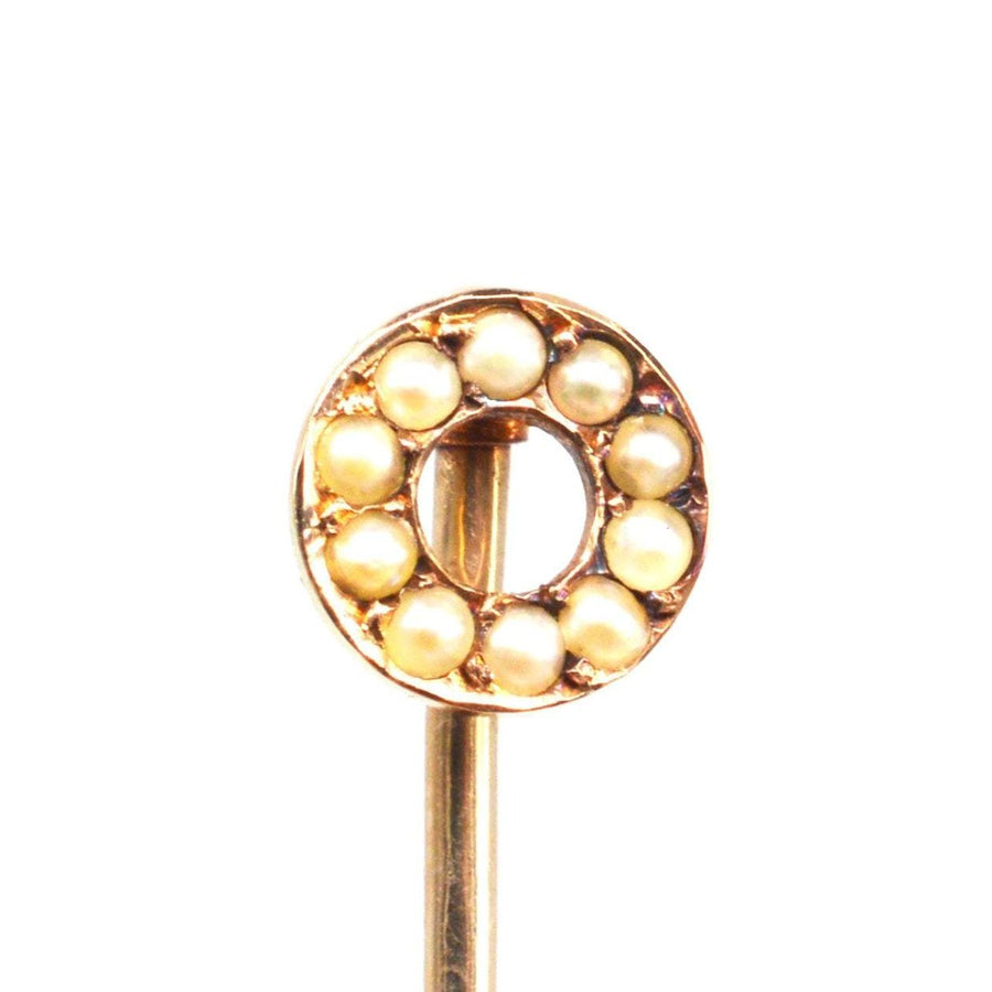 Victorian Small 18ct Gold Seed Pearl ‘Finishing Post’ Tie Pin | Parkin and Gerrish | Antique & Vintage Jewellery
