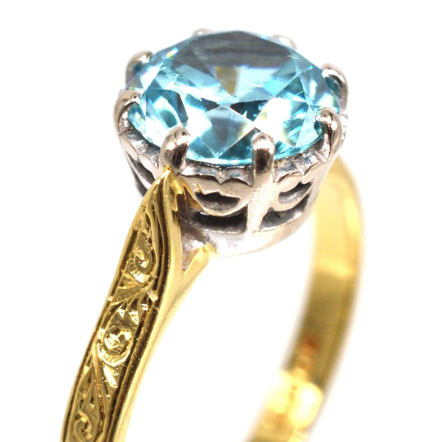 Vintage 18ct Gold and Platinum Zircon Solitaire Ring