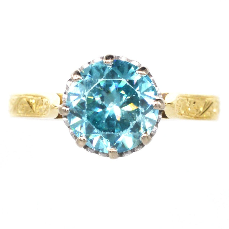 Vintage 18ct Gold and Platinum Zircon Solitaire Ring