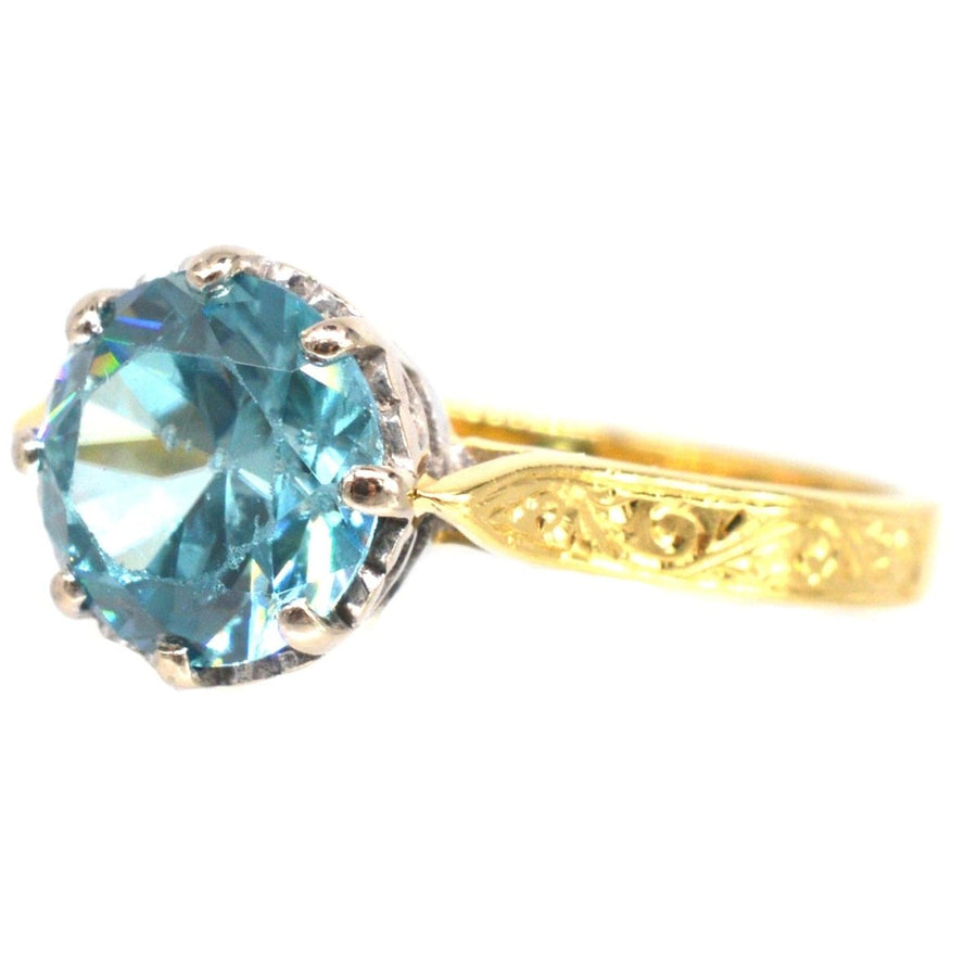Vintage 18ct Gold and Platinum Zircon Solitaire Ring